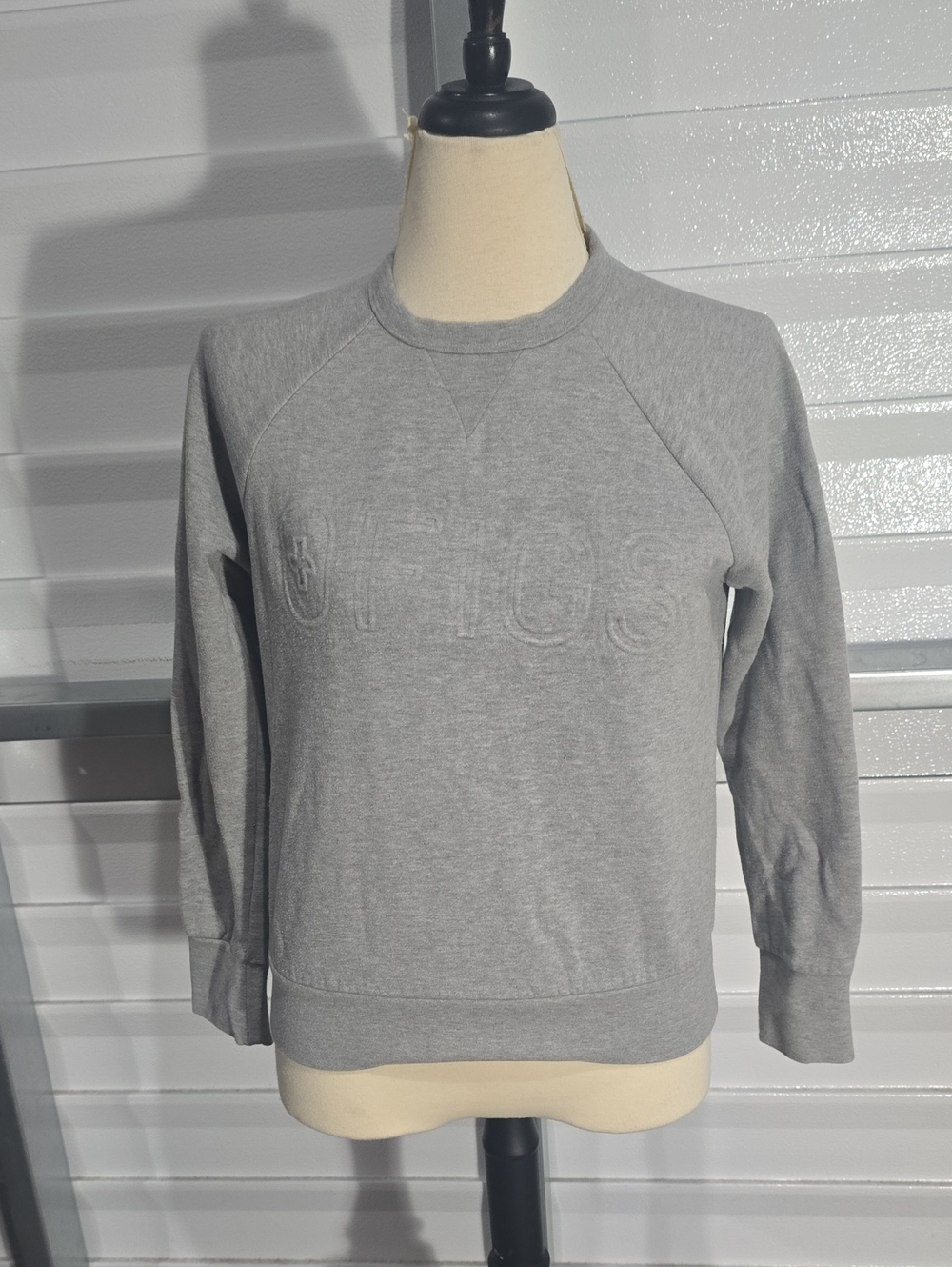 Figs Gray Embossed Logo Crew Sweatshirt Size Small